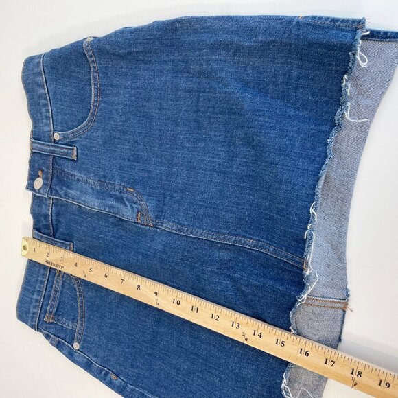 Madewell Stretch Denim Straight Mini Skirt Blue Womens 27 Raw Hem Front Slit - Picture 7 of 9